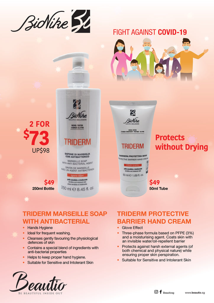 BIONIKE TRIDERM MARSEILLE SOAP WITH ANTIBACTERIAL + TRIDERM PROTECTIVE BARRIER HAND CREAM